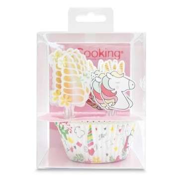 ScrapCooking 24 Muffinförmchen + 24 cake toppers "Einhorn" - SC5053