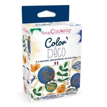 3er Set Lebensmittelfarben grün, blau, gold 3x5g ScrapCooking SC4069