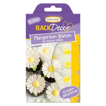 Margeriten Blüten aus Oblate Kuchendekor VEGAN - GLUTENFREI - LAKTOSEFREI