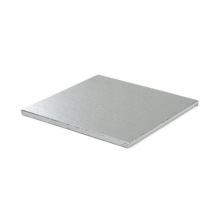 Decora Tortenplatte Karton Silber Quadratisch 25x25cm DA-0931612