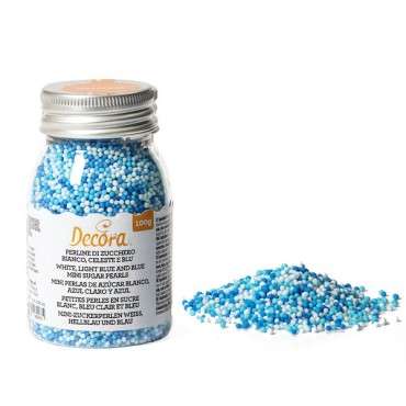 Decora Zuckerperlen Nonpareilles Blau-Weiss-Hellblau DA-2081123