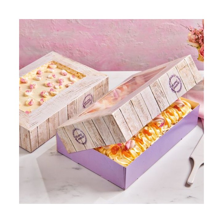 FunCaes Cardboard Cake Box with Window Wooden Look CS-F80280