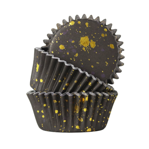 PME Cupcake Cases Black & Gold Flecks, 30 pcs