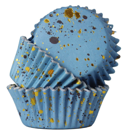 PME Cupcke Liners Light Blue & Gold Flecks Foil lined PME-BC840