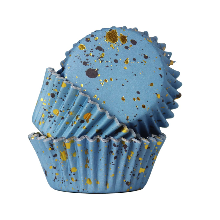 PME Cupcke Liners Light Blue & Gold Flecks Foil lined PME-BC840