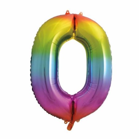 Unique Party Foil Balloon Number 0 Rainbow Colour 86cm UP-56800