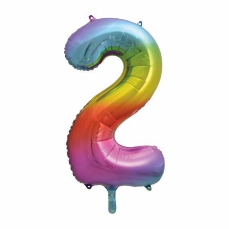 Unique Party Foil Balloon Number 2 Rainbow Colour 86cm UP-56802