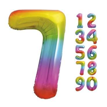 Unique Party Foil Balloon Number 7 Rainbow Colour 86cm UP-56807