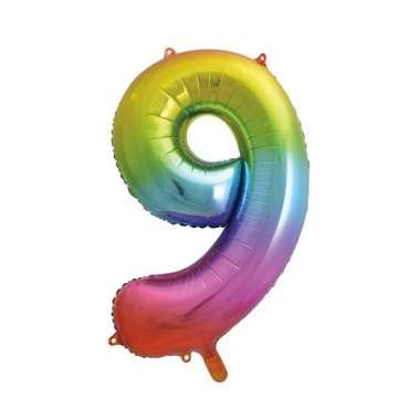 Unique Party Foil Balloon Number 9 Rainbow Colour 86cm UP-56809