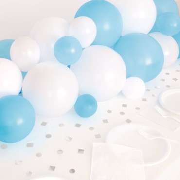 Unique Party Hellblau-Weiss Ballon Tischläufer mit silbernem Folien-Konfetti 91cm UP-74950