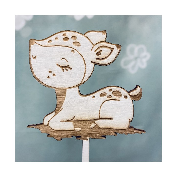 Baby Deer Cake Topper - Wooden Cake Topper Bambi - Woodland Cake Topper