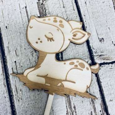 Baby Deer Cake Topper - Wooden Cake Topper Bambi - Woodland Cake Topper