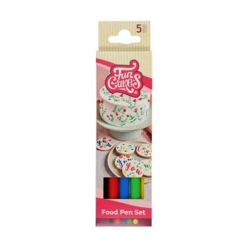 FunCakes Edible Lettering Pen Primary Colours Set, 5 pcs