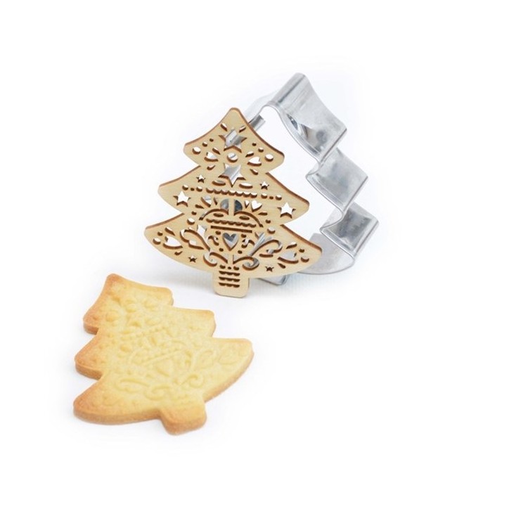 Christmas Tree Cookie Cutter & Embosser Scrapcooking 3700392420925