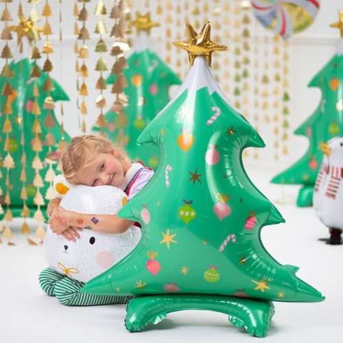 PartyDeco Foil Balloon Standing Christmas Tree, 78x94cm