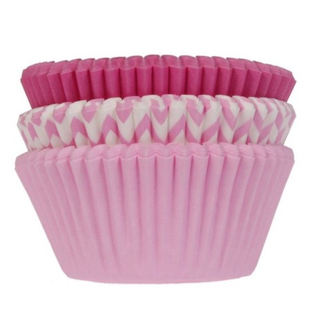 Rosa Muffin Förmchen Babyrosa - Fuchsia - Chevron 75 Stück - HM7618