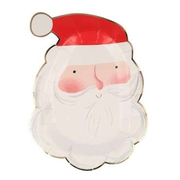 Meri Meri Jolly Santa Paper Plates Christmas Red-White-Gold MM-208630