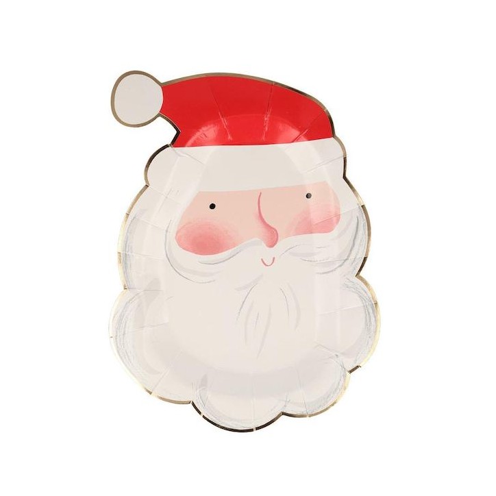 Meri Meri Jolly Santa Paper Plates Christmas Red-White-Gold MM-208630