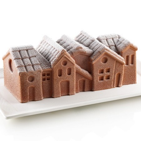 Silikomart Buche Winter Village 3D Form für Eistorten 88x218x80mm SM-20.438.13.0065