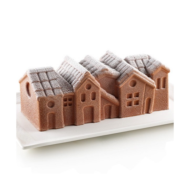 Silikomart Buche Winter Village 3D Form für Eistorten 88x218x80mm SM-20.438.13.0065