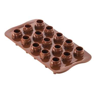 Silikomart Chocolate Silicone Mold Elves Mrs and Mr Brown 15x10ml SM-22.156.77.0065