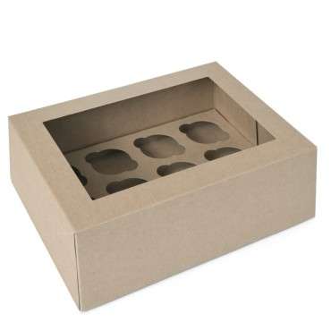 12 cupcake box KRAFT paper -2 pcs in a retailpack / RP/12KPCCW