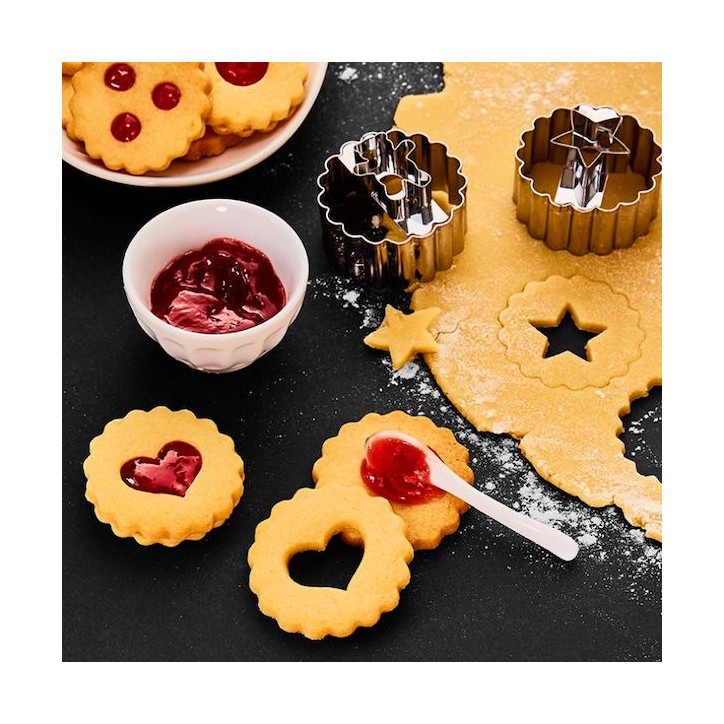 XXL Linzer Cookie Cutter - 3-holes Sandwich Cookie Cutter