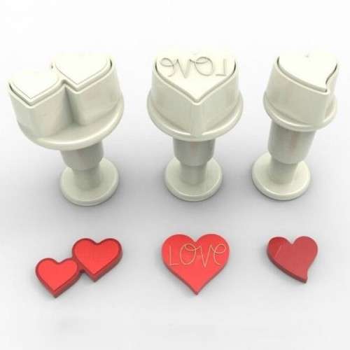 Dekofee Mini Heart Plunger Cutters Set, 3 pcs