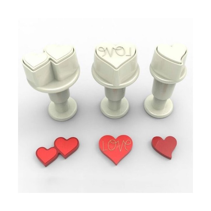 Dekofee Mini Heart Plunger Cutters with Ejector and Embossing Stamp CS-DF0571