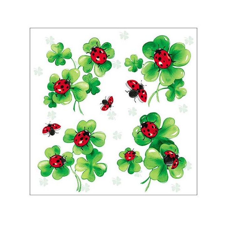 Ambiente Napkins Lots of Luck White-Green-Red 20 pcs AMB-13309055