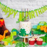 Anniversary House Party Dinosaurier Tortenfigur mit Happy Birthday Schild