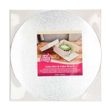 FunCakes Cake Box with 3mm Round Cake Board 30x30x15cm White-Silver CS-F80150