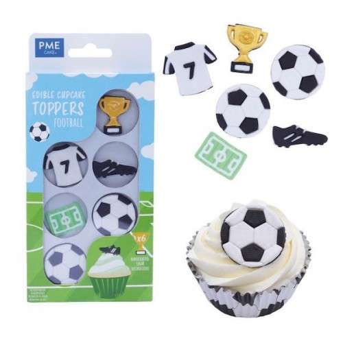 PME Essbarer Cupcakedekor Fussball, 6 Stk