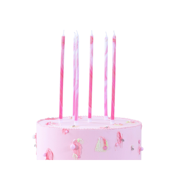 PME Candles Tall Pink Marble with Holders 18cm PME-CA176