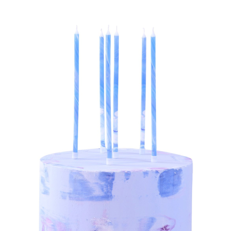 PME Candles Tall Blue Marble with Holders 18cm PME-CA177