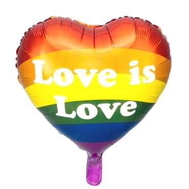 PartyDeco Folienballon Love is Love Herzform Regenbogen PD-FB99