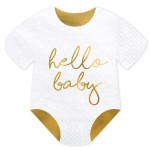 PartyDeco Hello Baby Babybody Servietten, 20 Stück