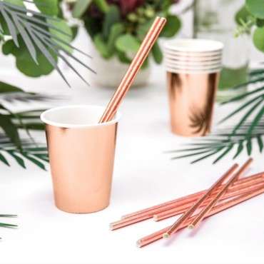 PartyDeco Pappbecher Glänzend Rose Gold 220ml Kunststofffrei PD-KPP35-019R-EU1