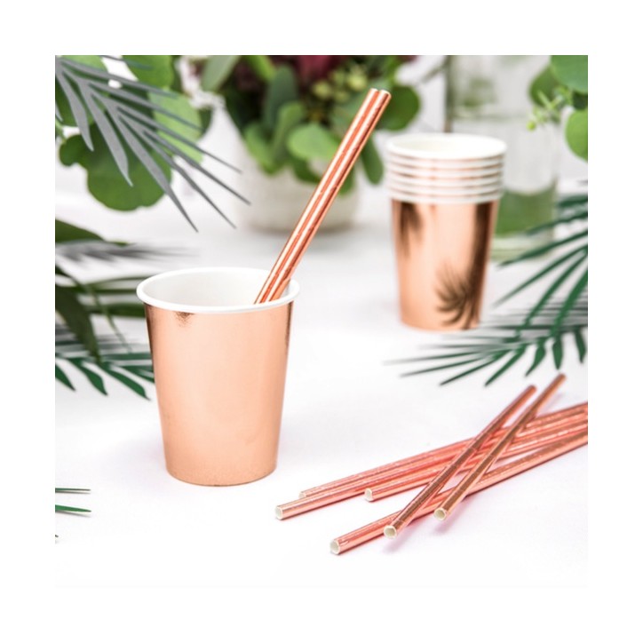 PartyDeco Pappbecher Glänzend Rose Gold 220ml Kunststofffrei PD-KPP35-019R-EU1