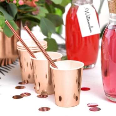 PartyDeco Drinking Cups Rose Gold Foiled 200ml plastic-free PD-KPP35-019R-EU1