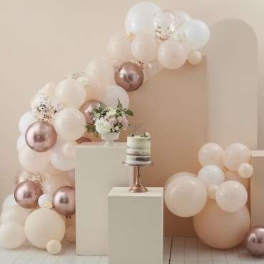 Ginger Ray Balloon Garland Kit Peach-White-Rosegold 70 balloons GR-BL-104