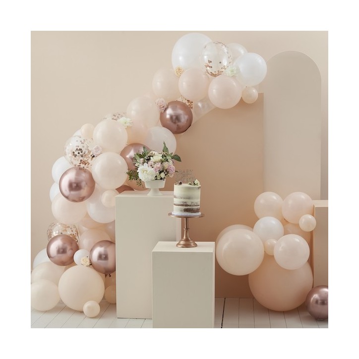 Ginger Ray Balloon Garland Kit Peach-White-Rosegold 70 balloons GR-BL-104