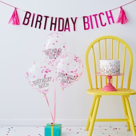 Ginger Ray Birthday Bitch Balloons & Garland Kit Hot Pink GR-NA-617