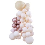 Ginger Ray Pampas White-Peach-Rose Gold Balloon Arch Kit, 70 parts