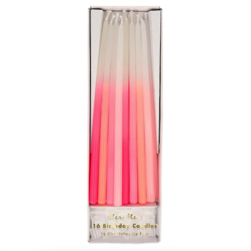 Meri Meri Tall Pink Dipped Tapered Candles, 16 pcs