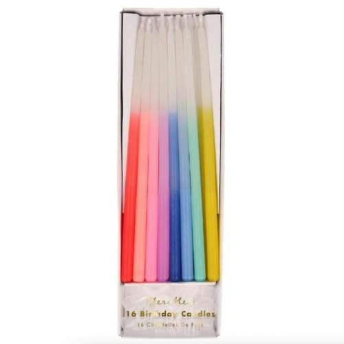 Meri Meri Tall Rainbow Dipped Tapered Candles, 16 pcs