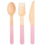 Meri Meri Wooden Cutlery Set Pink, 24 pcs