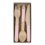 Meri Meri Wooden Cutlery Set Pink, 24 pcs