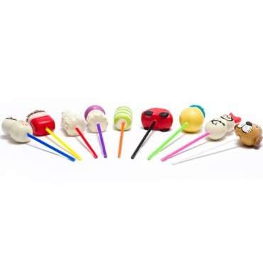 6inch Rainbow Coloured Plastic Cake Pop Lollipop Sticks 25 pcs