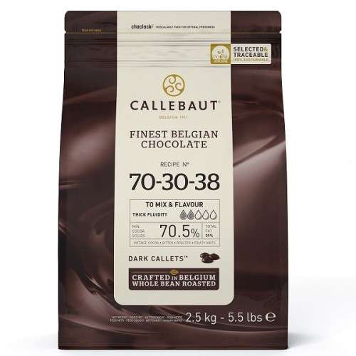 Callebaut 70-30-38 Chocolate Callets 70.5% Extra Dark, 2.5kg